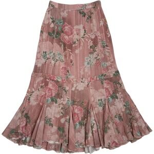 Free People Size M Bordeaux Floral Maxi Skirt Boho Western Fairy Cottage